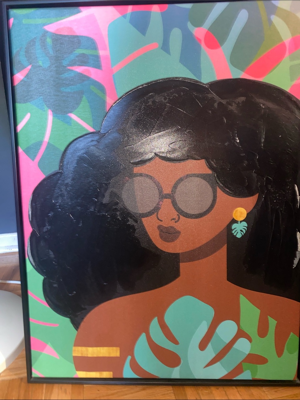 Tropical Portrait Canvas (you can hang it in any room)—Pink & Teal Accent✨🧚🏻🌺